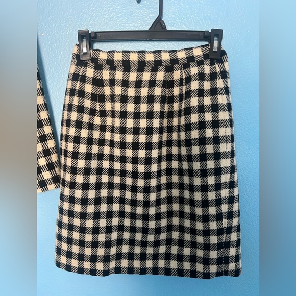 Tweed Plaid Cropped Suit Blazer & Slit Skirt Set - Picture 6 of 8